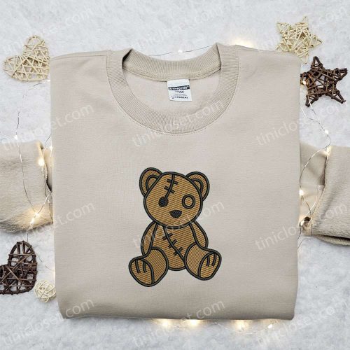 Cute Teddy Bear Embroidered Shirt: Perfect Family Gift Adorable and Stylish