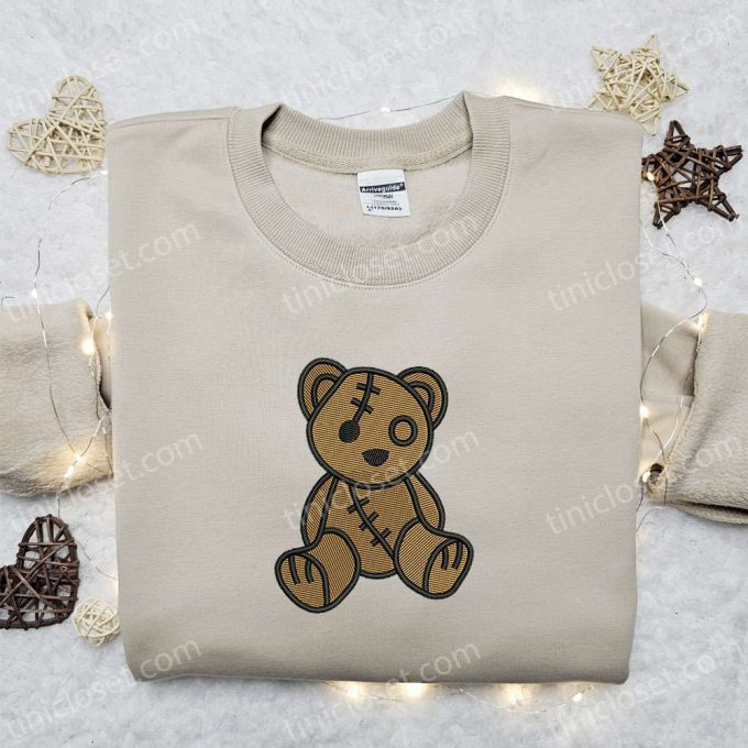 Cute Teddy Bear Embroidered Shirt: Perfect Family Gift Adorable And Stylish