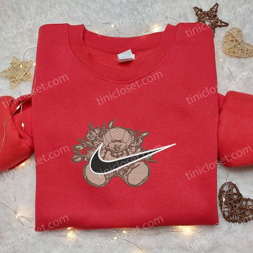 Custom Nike Teddy Bear x Swoosh Embroidered Shirt – Unique Nike Inspired T-shirt