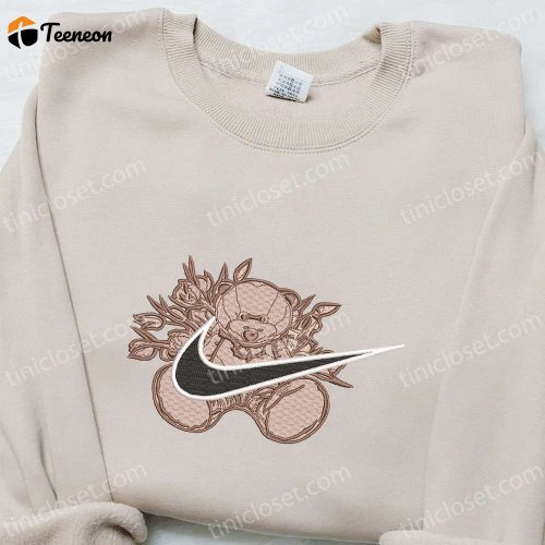 Custom Nike Teddy Bear x Swoosh Embroidered Shirt – Unique Nike Inspired T-shirt