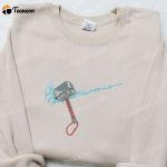 Marvel Thor Hammer x Swoosh Embroidered Hoodie – Perfect Family Gift from the Marvel Cinematic Universe