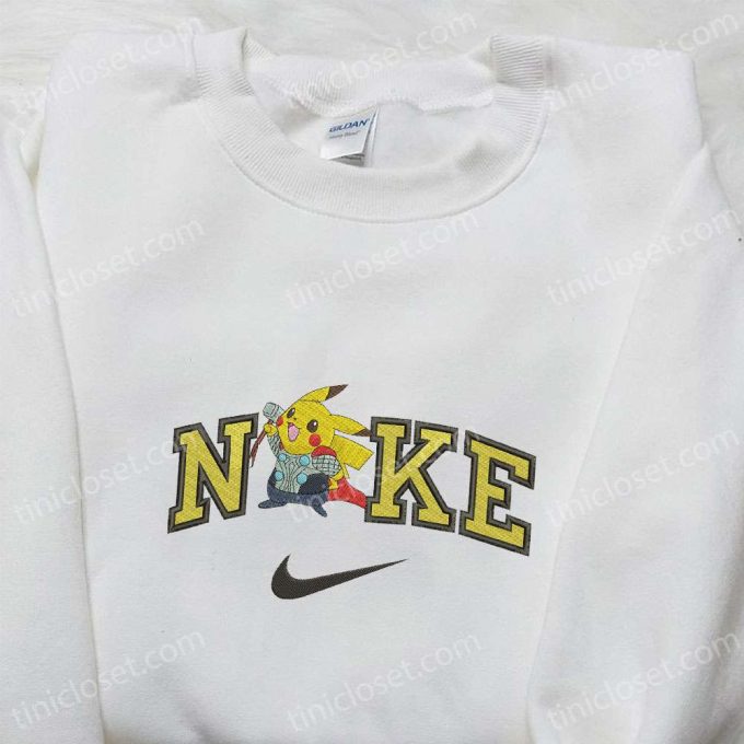 Thor Pikachu X Nike Anime &Amp; Marvel Universe Embroidered Hoodie: B Gift For Men Women Gift Ideas For Family