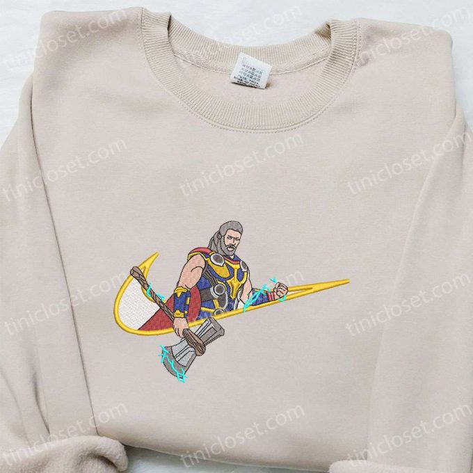 Marvel Universe Thor X Swoosh Movie Embroidered Hoodie: B Gift For Men Women Gift For Family