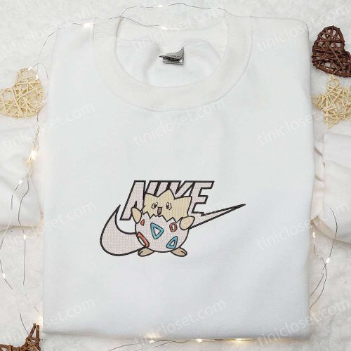 Togepi x Nike Anime Embroidered Sweatshirt & Pokemon Shirt: B Gift for Men Women Family Gift Ideas