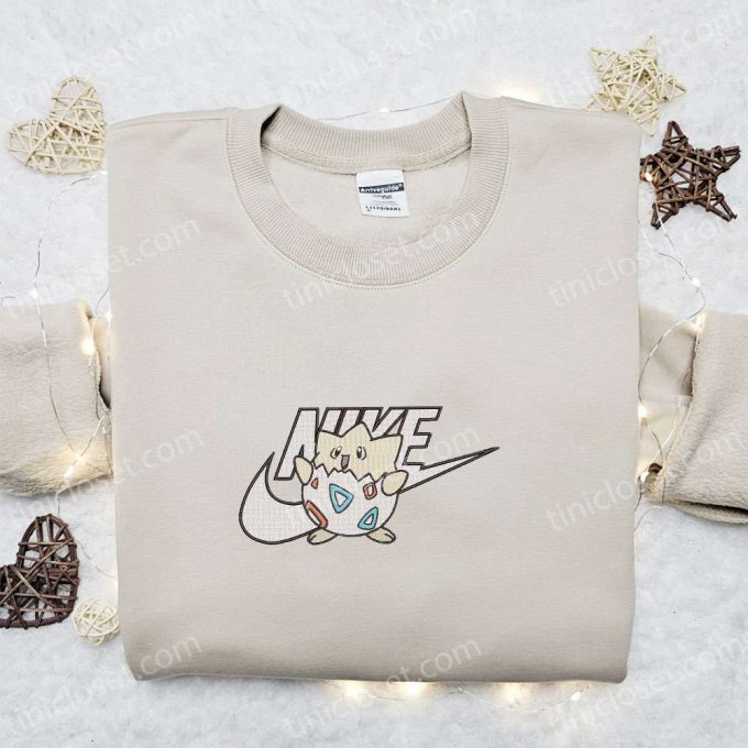 Togepi X Nike Anime Embroidered Sweatshirt &Amp; Pokemon Shirt: B Gift For Men Women Family Gift Ideas