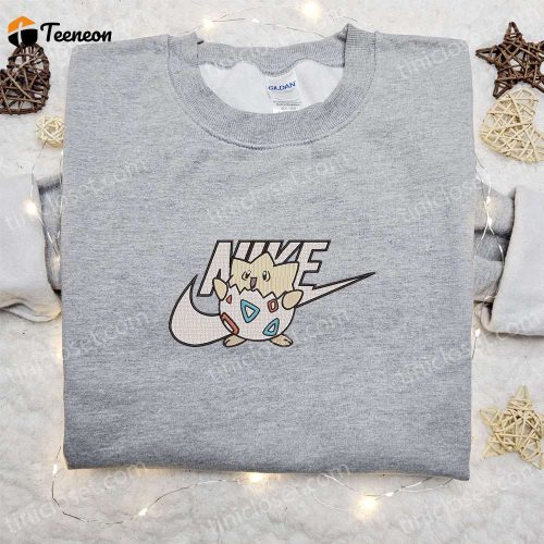 Togepi x Nike Anime Embroidered Sweatshirt & Pokemon Shirt: B Gift for Men Women Family Gift Ideas