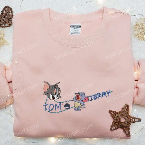 Tom and Jerry x Swoosh Cartoon Embroidered Hoodie – Nike Inspired B Gift for Men Women Family Gift