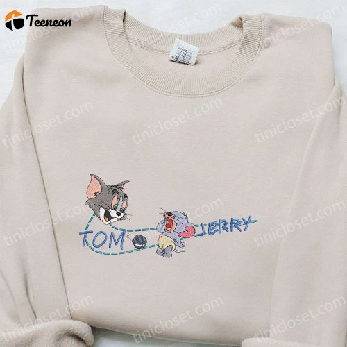 Tom and Jerry x Swoosh Cartoon Embroidered Hoodie – Nike Inspired B Gift for Men Women Family Gift