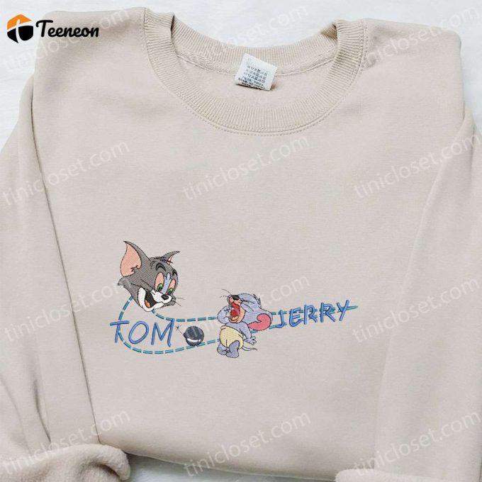 Tom And Jerry X Swoosh Cartoon Embroidered Hoodie – Nike Inspired B Gift For Men Women Family Gift