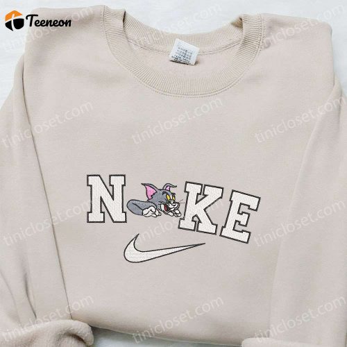 Tom Cat x Nike Cartoon Embroidered Sweatshirt: Tom and Jerry Hoodie Ideal Family Gift