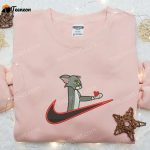 Tom Give Heart x Swoosh Embroidered Sweatshirt – B Gift for Men Women Gift for All Occasions with Tom and Jerry Cartoon Shirt