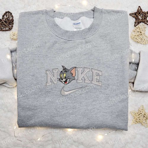 Tom Head x Nike Cartoon Embroidered Sweatshirt & Tom and Jerry Shirt – B Gift for Men Women Family Gift Ideas