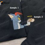 Tom Jerry Embroidered Shirt: Cartoon Matching Couple Shirt – Fun Stylish D Gift for Men Women!