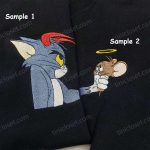 Tom Jerry Embroidered Shirt: Cartoon Matching Couple Shirt – Fun Stylish D Gift for Men Women!