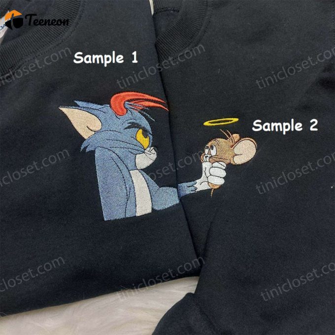 Tom Jerry Embroidered Shirt: Cartoon Matching Couple Shirt – Fun Stylish D Gift For Men Women!