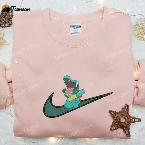 Totodile x Swoosh Anime Embroidered Hoodie – Cool Anime Clothing Perfect Family Gift