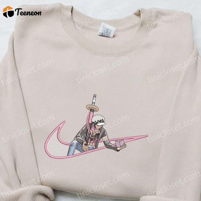 Trafalgar D Water Law X Swoosh Anime Embroidered Hoodie – B Gift For Men Women One Piece Birthday Gift Idea