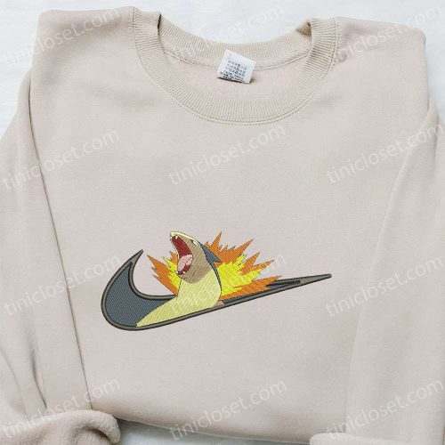 Typhlosion x Swoosh Anime Embroidered Hoodie: Cool Anime Clothing & B Gift for Men Women Gift Ideas for Family