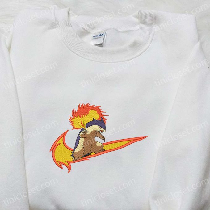 Typhlosion X Swoosh Anime Embroidered Hoodie – B Gift For Men Women Pokemon Gift For Family