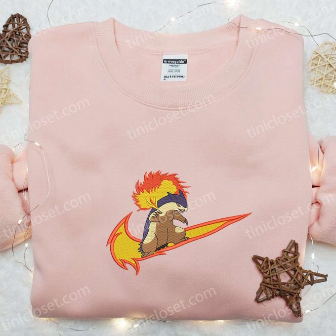 Typhlosion X Swoosh Anime Embroidered Hoodie – B Gift For Men Women Pokemon Gift For Family