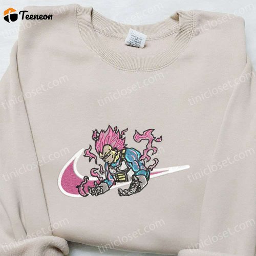 Vegeta Ultra Ego x Swoosh Anime Embroidered Hoodie: B Gift for Men Women Dragon Ball Birthday Gift Idea