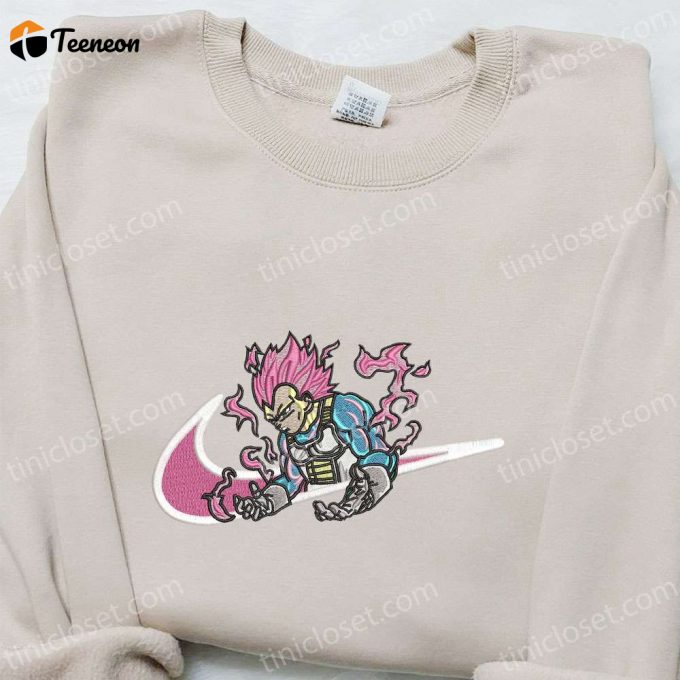 Vegeta Ultra Ego X Swoosh Anime Embroidered Hoodie: B Gift For Men Women Dragon Ball Birthday Gift Idea