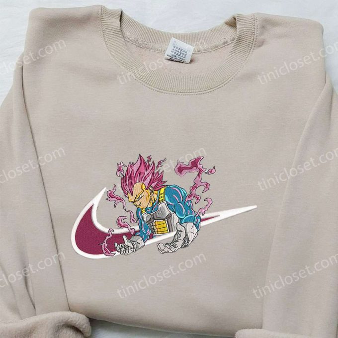 Vegeta X Nike Swoosh Anime Hoodie &Amp; Dragon Ball Embroidered Shirt: Nike Inspired Apparel For Anime Fans!