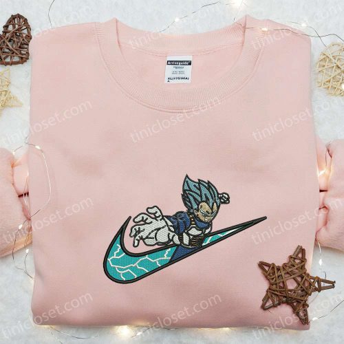 Vegeta x Swoosh Anime Embroidered Hoodie: Cool Anime Clothing Perfect Family Gift – Shop Now!