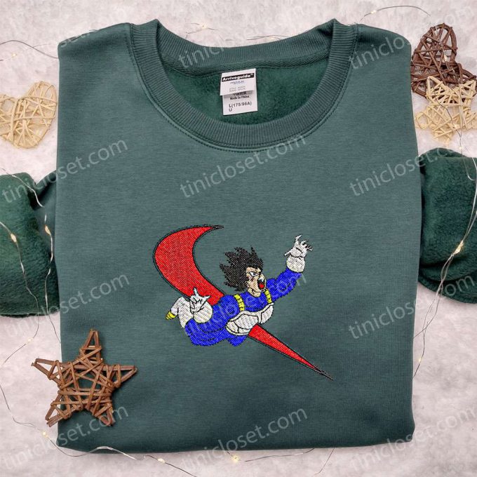 Vegeta X Swoosh Anime Embroidered Sweatshirt – Dragon Ball Shirt Perfect Family Gift Idea