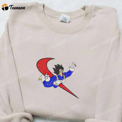 Vegeta x Swoosh Anime Embroidered Sweatshirt – Dragon Ball Shirt Perfect Family Gift Idea