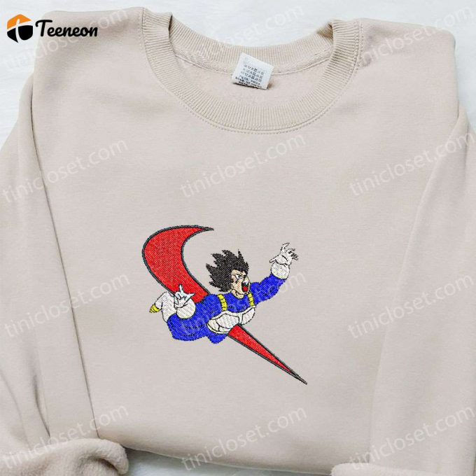 Vegeta X Swoosh Anime Embroidered Sweatshirt – Dragon Ball Shirt Perfect Family Gift Idea