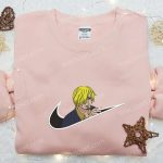 Vinsmoke Sanji x Swoosh Anime Sweatshirt: One Piece Embroidered Hoodie – B Gift for Men Women Birthday Gift Ideas