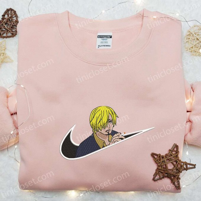 Vinsmoke Sanji X Swoosh Anime Sweatshirt: One Piece Embroidered Hoodie – B Gift For Men Women Birthday Gift Ideas