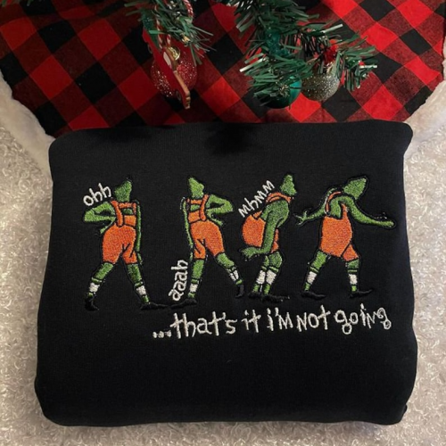 Vintage Grinch Embroidered Shirt – Not Going! Get Festive & Stylish