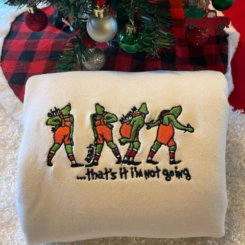 Vintage Grinch Embroidered Shirt – Not Going! Get Festive & Stylish