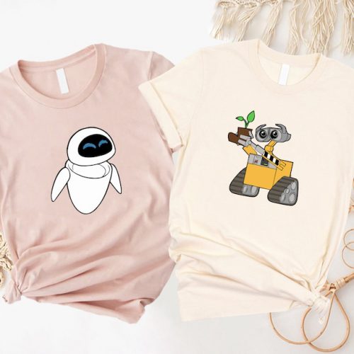 Adorable Wall-E and Eve Matching Shirts – Perfect Couple Outfits for Disney Fans