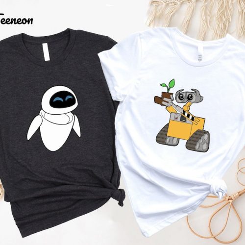 Adorable Wall-E and Eve Matching Shirts – Perfect Couple Outfits for Disney Fans