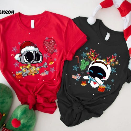 Enchanting Wall-E Eve Christmas Couple Shirt: Perfect Festive Attire for Couples Limited Edition