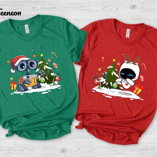 Get Festive with Wall-E & Eve: Matching Disney Christmas Shirts!