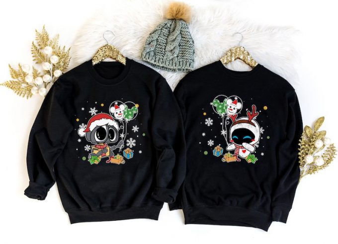 Get Festive With Wall-E Eve Christmas Sweatshirt – Perfect Holiday Gift For Disney Fans!