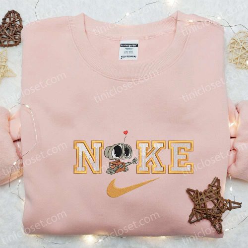 Wall-E x Swoosh Cartoon Embroidered Hoodie & Disney Characters Shirt: B Gift for Men Women Family Gift Ideas