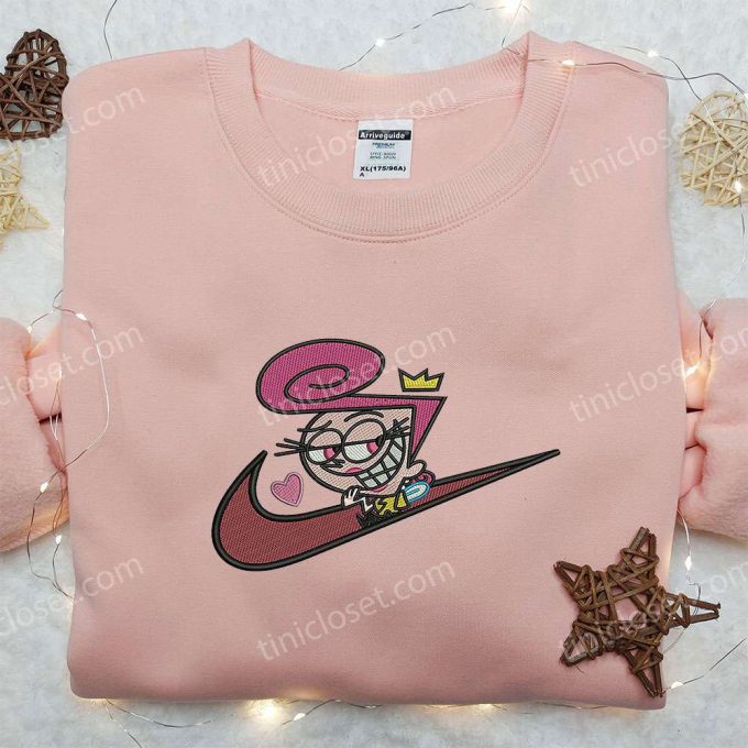 Wanda Fairywinkle X Nike Swoosh Hoodie: The Fairly Oddparents Embroidered Shirt – Nike Inspired D Gift For Men Women