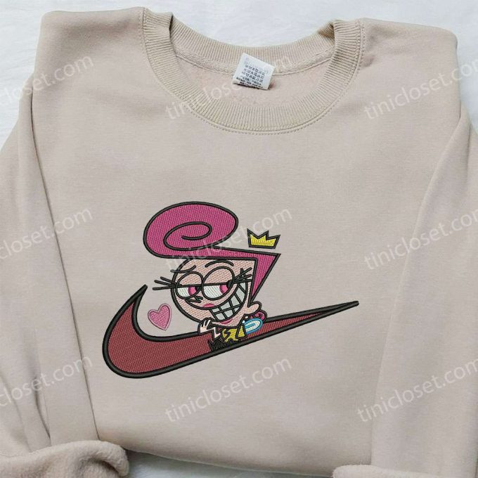 Wanda Fairywinkle X Nike Swoosh Hoodie: The Fairly Oddparents Embroidered Shirt – Nike Inspired D Gift For Men Women