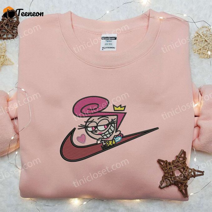 Wanda Fairywinkle X Nike Swoosh Hoodie: The Fairly Oddparents Embroidered Shirt – Nike Inspired D Gift For Men Women