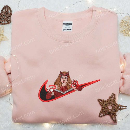 Wanda Maximoff x Swoosh Embroidered Sweatshirt – Marvel Universe Hoodie Perfect Birthday Gift