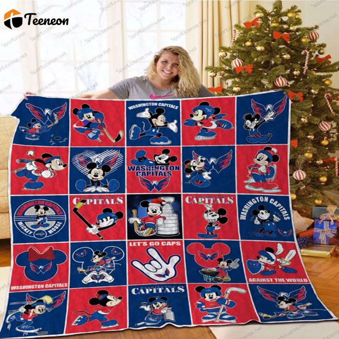 Disney Mickey Let’s Go Caps Quilt Blanket – Washington Capitals Bedding Set