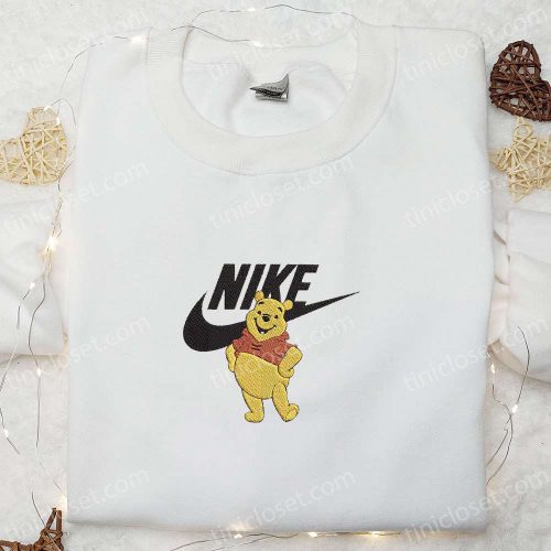 Winnie the Pooh x Nike Cartoon Embroidered Sweatshirt: Disney Characters Shirt Perfect Family Gift