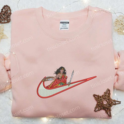 Shop Wonder Women x Swoosh Embroidered Hoodie & DC Cinematic Universe Shirt – B Gift for Men Women Family Gift Ideas