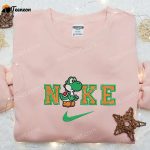 Yoshi x Nike Cartoon Embroidered Shirt & Super Mario Hoodie: Custom Nike T-shirt with Fun Characters!