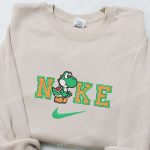 Yoshi x Nike Cartoon Embroidered Shirt & Super Mario Hoodie: Custom Nike T-shirt with Fun Characters!